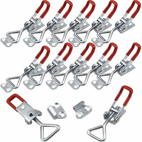 16 Pièces Métal Sauterelles Loquets à Bascule Réglables, Menuisier Grenouillère à Levier Serrage Verrou Porte Décharge Rapide Capacité (1/4)