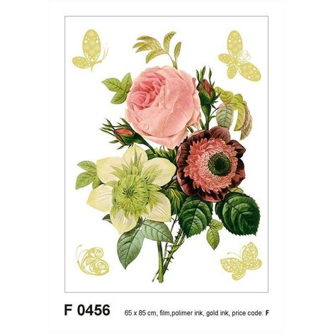 Sticker mural - Bouquet et Papillons dorés - 65 x 85 cm (1/4)
