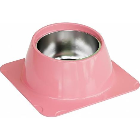Gamelle Anti-Anti-Basculement pour Hamster Base Stable Distributeur de Nourriture, Rose, avec Bol SS