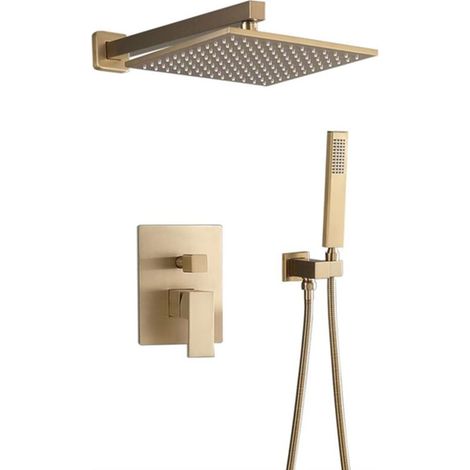 Eingebaute Regendusche aus gebürstetem Gold-Edelstahl – 8 Zoll