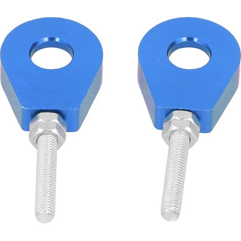 Tendeur de chaîne réglable 2 pièces 0,5 pouce en aluminium universel pour motos et VTT, bleu, kit de réglage de tension (1/5)