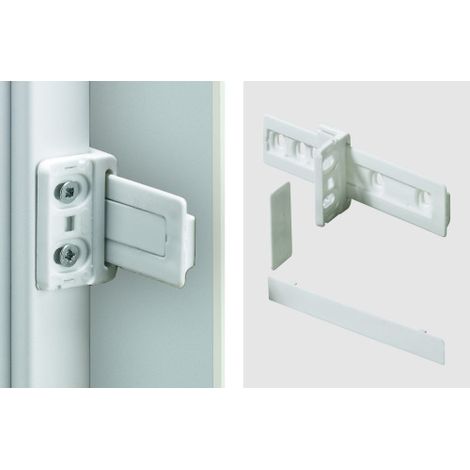Hettich – Charnière invisible pour réfrigérateur encastré – Plastique blanc – Kit complet avec rail de guidage et adaptateur – Charge maximale 30kg