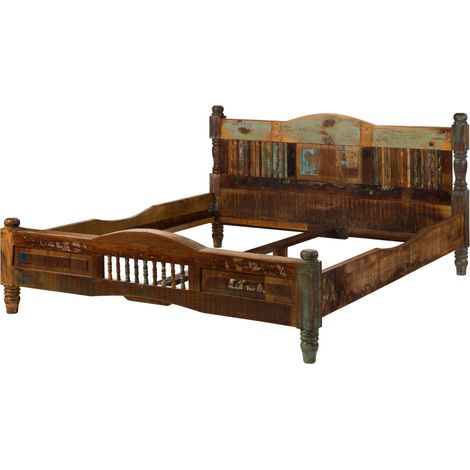 Bett Altholz 200x200x100 mehrfarbig lackiert FABLE 23 (1/3)