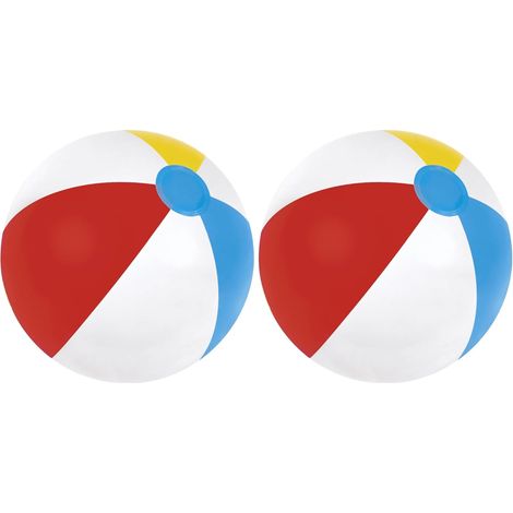 Lot de 2 Ballon de plage, PVC résistant, diamètre 61 cm, couleurs vives, pour piscine et extérieur (1/5)
