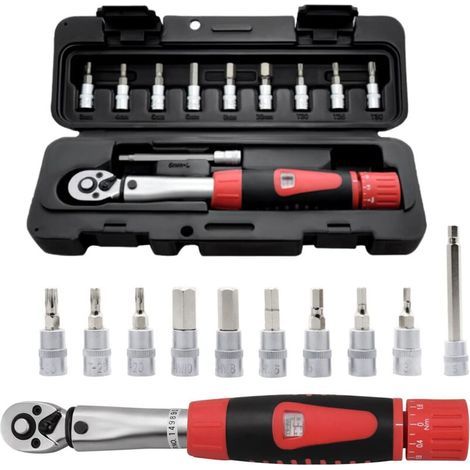 [NEVER USED] 1/4 inch torque wrench, accuracy ± 3% socket wrench set for bicycle and motorcycle 2-24 nm torque repair tool torque adapter socket wrench (1/4)