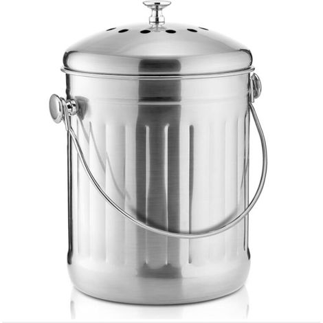Bac à Compost pour comptoir de Cuisine, Seau à Compost d'intérieur en Acier Inoxydable de 1,3 Gallon pour Seau à de Cuisine pour déchets Alimentaires de avec poignée de Transport