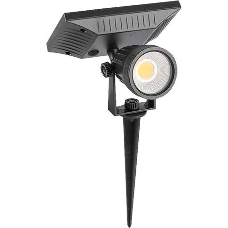 V-TAC LED Gartenstrahler mit Erdspieß, Schwarz, mit Solarpanel, 2W, Naturweiß, IP65