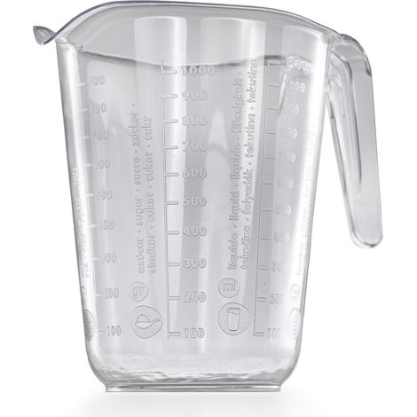 Messbecher 1l Kunststoff Transparent Messkanne Füllvolumen 1 Liter Literbecher