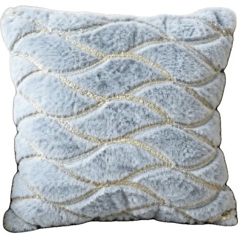 Dekorativer Kissenbezug, Eleganter Europäischer Stil, Weicher Synthetischer Pelz, Blau 45x45cm (1/2)