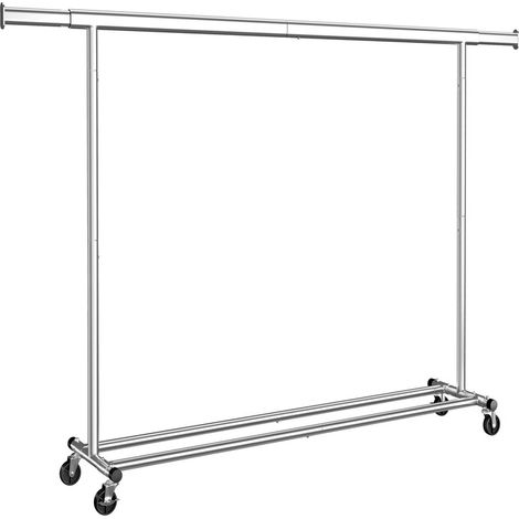 Songmics – Tringle à vêtements extensible à roulettes – Charge maximale 150 kg – Tubes en acier renforcé – Roulettes pivotantes avec freins – Montage facile (1/5)