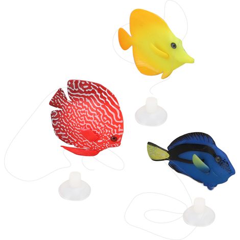 Lot de 3 poissons-clowns lumineux flottants en silicone, décoration artificielle pour aquarium. (1/5)