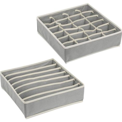 Organisateur sous Vêtements de Tiroir 2 Pcs Boîtes de Rangement Pliable pour Soutien-Gorge Chaussette Cravate Range Commode pour Armoire Placard Organiseur Non-Tissé Gris-Fei Yu (1/4)