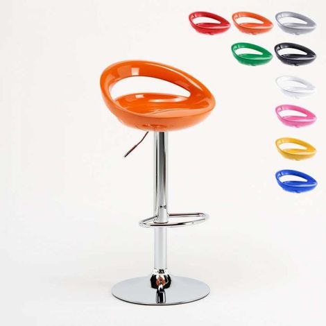 Tabouret de bar et cuisine réglable en hauteur pivotant avec repose-pieds Hollywood - Orange (1/5)