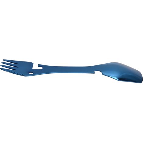 4-in-1 blaues Edelstahl-Campingbesteckset: multifunktionale Gabel, Messer und Löffel für Wanderungen und Picknicks