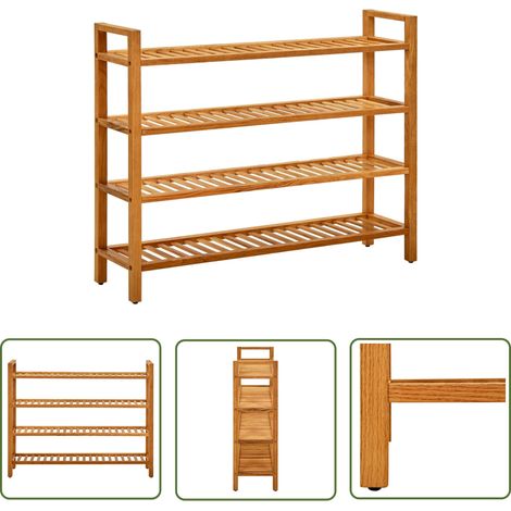 The Living Store Schuhregal mit 4 Etagen 100x27x80 cm Massivholz Eiche - Schuhregal - Schrank - Eichenholzmöbel - Garderobe - Einbauschrank (1/5)