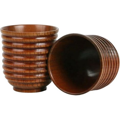 Lot de 2 tasses en bois faites à la main, bois de jujubier naturel, qualité alimentaire, isolation thermique, 100 à 200 ml, pour café, thé et vin (1/5)