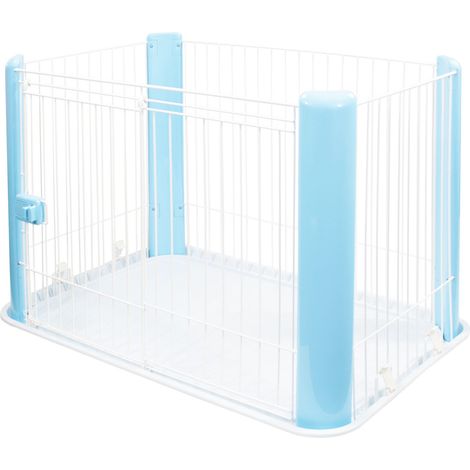 Iris Ohyama – Parc à chiot en acier 92x63x60 cm – Enclos intérieur sécurisé pour petits chiens – Porte coulissante verrouillable – Design élégant
