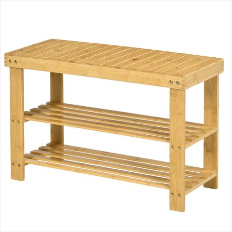 Console Banc à chaussures avec étagères en bambou 70 x 28 x 45 cm (1/5)