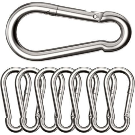 BUNTHAUS Lot de 8 Grands mousquetons,Φ880 mm,Mousqueton Charge maximale de 300 kg, ne rouillent Pas, Galvanisés,Résistants. pour Sac à Dos, Laisse pour Chien,hamacs, Camping, pêche, auvents etc.
