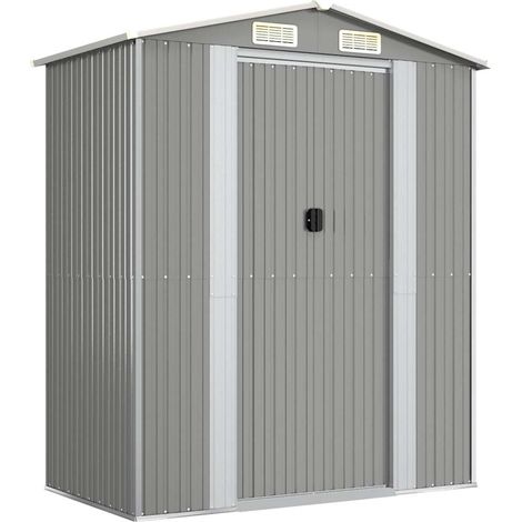 Abri de jardin,Remise Cabane pour outils,Stockage Rangement Extérieur Gris clair 192x108x223 cm Acier galvanisé CFW86317 (1/5)