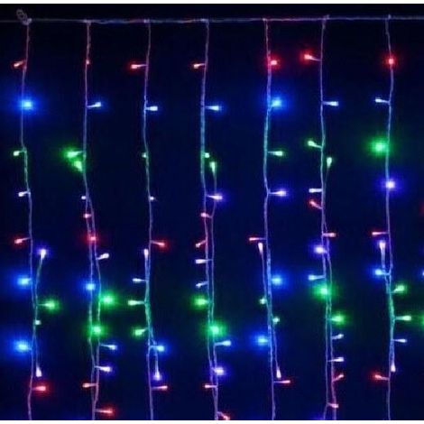 Tenda Luminosa di Natale per Esterno Natalizia BIANCO FREDDO / BIANCO CALDO / RGB MULTICOLORE PROLUNGA PIOGGIA LUCI 2 mt x 1 mt 128 led - Colore: Multicolor