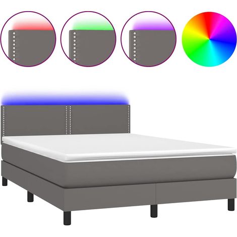Maison Exclusive - Boxspringbett mit Matratze & LED Grau 140x200 (1/5)