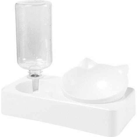 Gamelle Chat, Inclinable à 15° Bol pour Chat Anti-Vomissements Bols, pour Animaux de Compagnie 2-en-1 à Stockage d'eau Automatique (1/5)