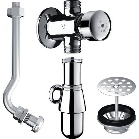 Delabie – Robinet d'urinoir droit Tempostop – Compatible urinoir Jacob Delafon Coquille 2 – Laiton chromé – Système de commande temporisée