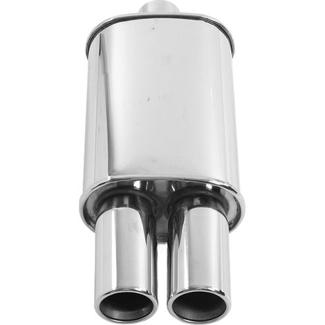 Tuyau d'échappement universel en acier inoxydable poli, entrée 63mm (2.5 pouces), double sortie pour modification auto
