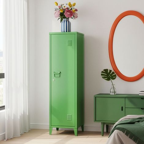 Casillero metálico Kurikka con 3 compartimientos acero 137x38x38 cm - Verde manzana [en.casa] (1/5)