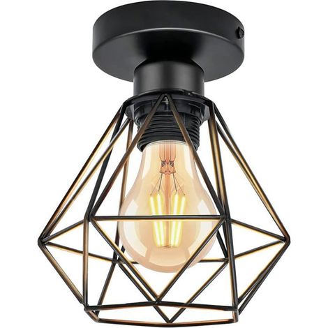 Plafonnier industriel rétro-KAL-Plafonnier Industriel E27,Vintage Métal Cage,Ø160mm,pour Salon,Cuisine,Restaurant,Café (1/5)