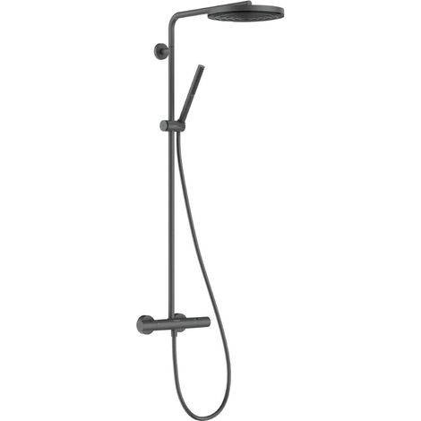 Hansgrohe Pulsify S Puro - Set de douche avec thermostat, diamètre 26 cm, EcoSmart, chrome noir brossé 24223340 (1/2)