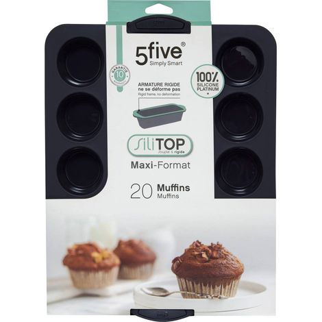 Stampo per muffin in silicone silitop 20 pezzi nero rosso - 5five (1/3)