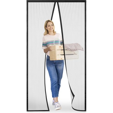 Moustiquaire porte Magnétique Moustiquaire sur Mesure de Porte,Rideau de Porte Antimoustique, pour Couloirs, Portes, Patio.Facile à installer le joint d'étanchéité, Noir, 140 x 210 cm (1/5)