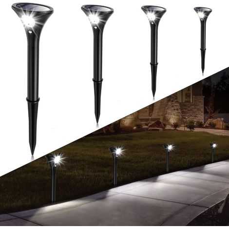Lampe Solaire Extérieur Jardin Lumière Solaire Exterieur Étanche IP65 Eclairage Spot Solaire Exterieur LED Sécurité Sans Fil Fonctionne Jusqu'à 120 Heures avec Détecteur de Mouvement [4 Pack] (1/4)