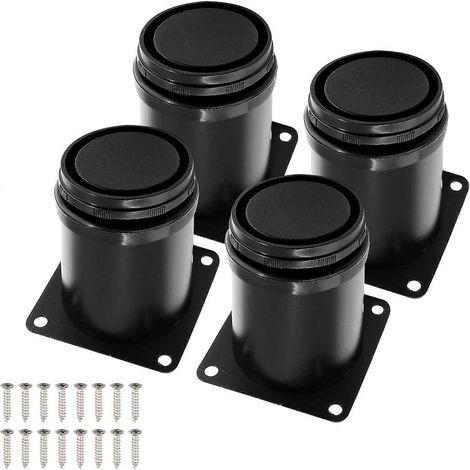 Ensemble de 4 pieds de meuble réglables, pieds réglables en acier inoxydable de 120 mm, pieds de meubles, pieds de lit noirs, pieds de meubles de cuisine, ensemble de canapé, pieds de penderie adaptés (1/5)