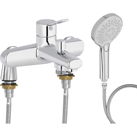 Mitigeur baignoire JACOB DELAFON Eo + pommeau de douche Metro + flexible de douche métal + colonnettes Idro'Flex (1/5)