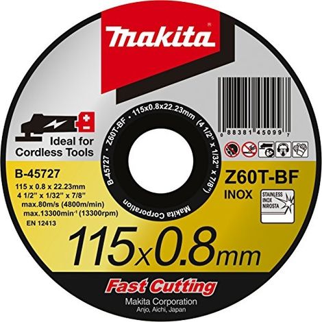 Makita – Disque à tronçonner inox 115mm 0,8mm – Coupe nette pour inox – Compatible meuleuse – B45727 - INOX 115 X (1/5)