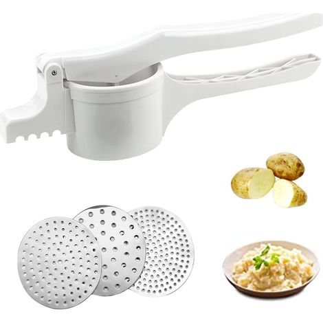 Presse purée manuel avec trois disques interchangeables pour pommes de terre et fruits outil pour préparations culinaires (1/5)