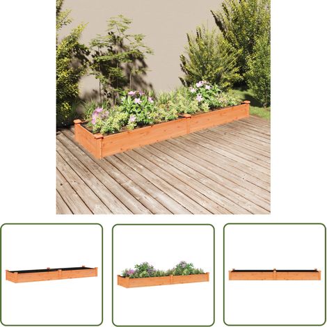 The Living Store Lit surélevé de jardin doublure 240x60x25 cm bois massif sapin - Lit Surélevé Jardin - Jardinière Bois - Bac Plantation - Potager Surélevé - Raised Garden Bed (1/5)