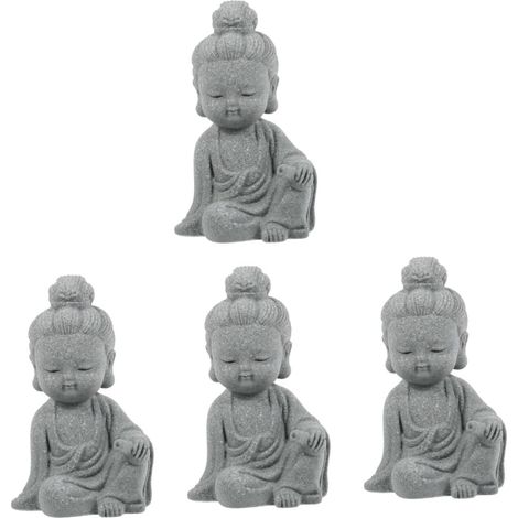 4 Pièces Ornement pour Animaux de Compagnie de thé Statues pour la décoration intérieure Petite Statue de Bureau Buddha Bouddhisme Artisanale en résine Bouddha (1/5)