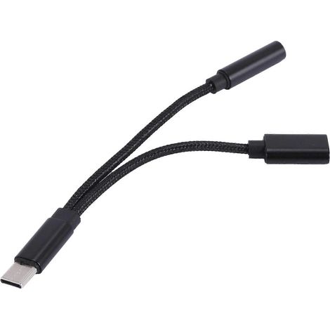 Adaptateur casque 2-en-1 Type-C, répartiteur USB-C, convertisseur de charge audio AUX, compatible avec Huawei, Xiaomi et autres appareils. (1/5)