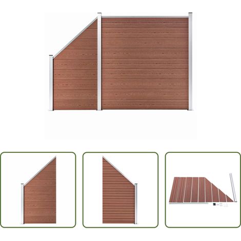 WPC-Zaun - WPC Zaun-Set 1 Quadrat + 1 Schräge 273x186 cm Braun (1/5)