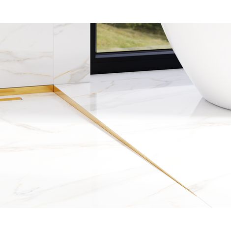 Profil LKP Duschbodenfliesen rechts geneigt - satiniert gold - 1200 x 11 mm