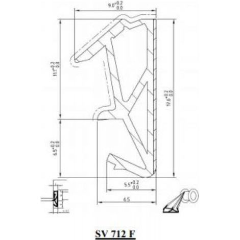 Kiso – Joint de porte TPE SV 712 F pour rainure 4-4,5 mm – Jeu 15 mm – Isolation phonique 45 dBA – Finition noire – Carton 100 ml