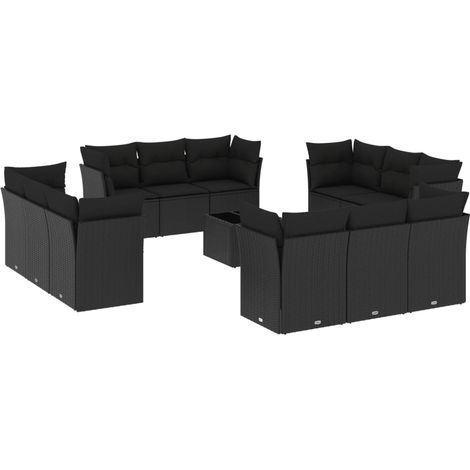 Maison Exclusive - Set Divani da Giardino 13pz con Cuscini Nero in Polyrattan (1/5)