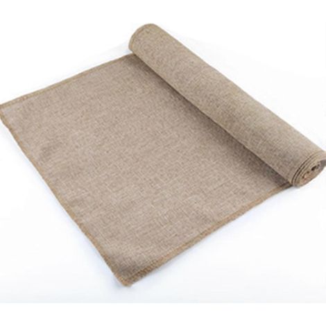 Chemins de table décoratifs en lin gris vintage, toile de jute, imitation nappe de mariage lisse, textiles naturels pour banquet sur table
