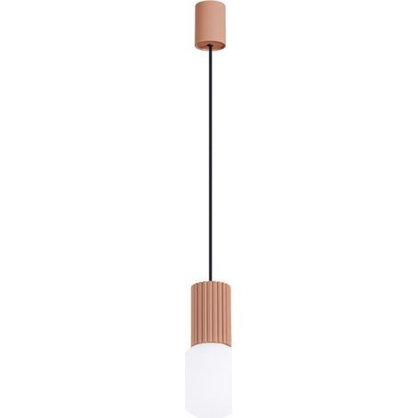 Lampada a sospensione moderna color moka, vetro scanalato, sfera bianca, per soggiorno, sala da pranzo, sopra il tavolo, 1xG9 8W, HALO Sollux Lighting (1/5)