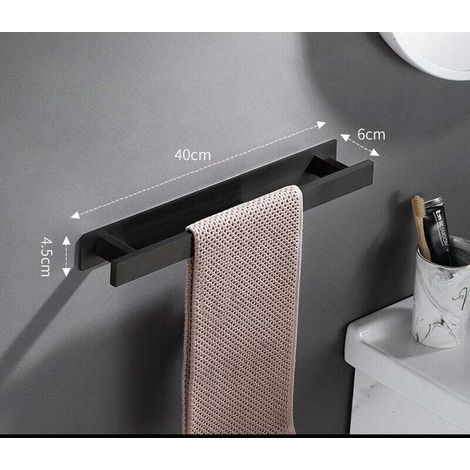 Un toallero negro común no necesita perforaciones, y el toallero de baño, el toallero para invitados o el toallero de pared están fabricados en acero inoxidable mate. (1/4)