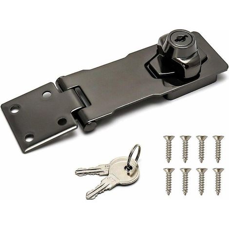 vol De Scurit, 4/10cm, Noir, Dispositif De Verrouillage Avec Cl Et Vis Pour Serrure De Porte Porte D'entre, Porte De Garage (1/5)
